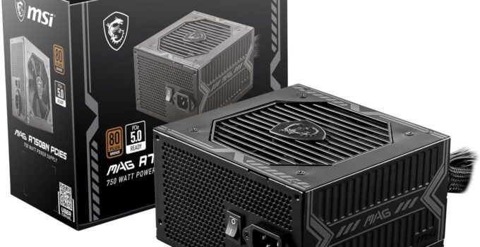 MSI MAG A750BN PCIE 5 Gaming Power Supply – PCIE 5.0 Ready – 80 Plus BronzeCertified 750w – Compact Size – ATX PSU