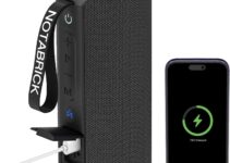 NOTABRICK Bluetooth Speakers, 40W DSP Speaker Bluetooth Wireless with Light, IPX7 Waterproof Speaker, Deep Bass, Power Bank, TF/AUX/USB, for Outdoor Home Show