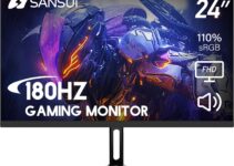 SANSUI 24 inch gaming monitor 180Hz 3ms Computer Monitor with Built-in Speakers FHD 1080P Adaptive Sync 110% sRGB DPx1 HDMIx2 Ports VESA Compatible, Tilt Adjustable(ES-G24F4FK HDMI Cable Included)