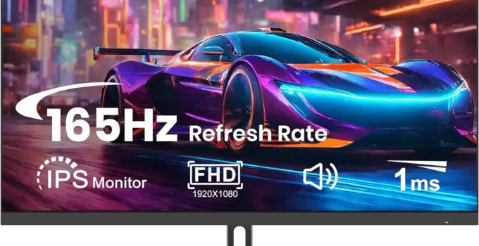 SANSUI 27 inch Gaming Monitor 165Hz 1ms Computer Monitor with Built-in Speakers FHD 1080P Adaptive Sync 100% sRGB DPx1 HDMIx2 Ports VESA Compatible, Tilt Adjustable(ES-G27F2FK HDMI Cable Included)