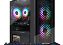 STGAubron Gaming Desktop PC, Intel Core i5 3.2G up to 3.6G, Radeon RX 560 4G GDDR5, 16G RAM, 512G SSD, 600M WiFi, BT 5.0, RGB Fan x 3, RGB Keyboard & Mouse & Mouse Pad, W10H64