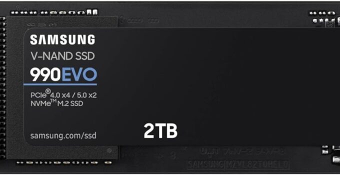 Samsung 990 EVO SSD 2TB, PCIe Gen 4×4, Gen 5×2 M.2 2280 NVMe Internal Solid State Drive, Speeds Up to 5,000MB/s, Upgrade Storage for PC Computer, Laptop, MZ-V9E2T0B/AM, Black