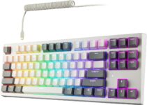 TECWARE Phantom+ Elite 87 Key RGB Mechanical Gaming Keyboard, LED Backlit, Wired and Wireless, 3 Mode Connectivity, White Elite Wraith Red