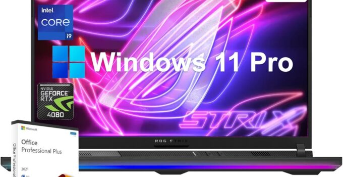 ASUS ROG Strix-G18 Gaming Laptop – 18″ 240Hz WQXGA Display, i9-14900HX(24-core), GeForce RTX 4080, 32GB DDR5, 2TB SSD, Backlit Keyboard, Win 11 Pro, with Microsoft Office Lifetime License