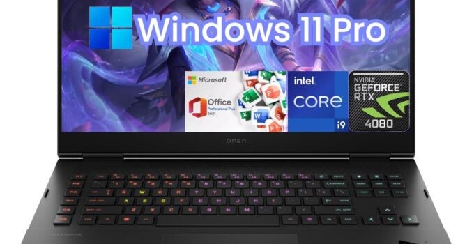 HP OMEN 17 Gaming Laptop – 17.3-inch QHD(2K) 165Hz Display, Intel Core i9-13900HX, RTX 4080 Graphics(12GB GDDR6), 32GB DDR5 RAM, 2TB SSD, Windows 11 Pro & Microsoft Office, 4-Zone RGB Backlit Keyboard