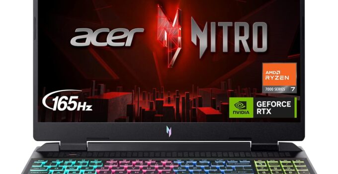 Acer Nitro 16 Gaming Laptop | AMD Ryzen 7 7840HS OctaCore CPU | NVIDIA GeForce RTX 4060 Laptop GPU | 16″ WUXGA 165Hz IPS Display | 16GB DDR5 | 1TB Gen 4 SSD | WiFi 6E | RGB Backlit KB | AN16-41-R4CY
