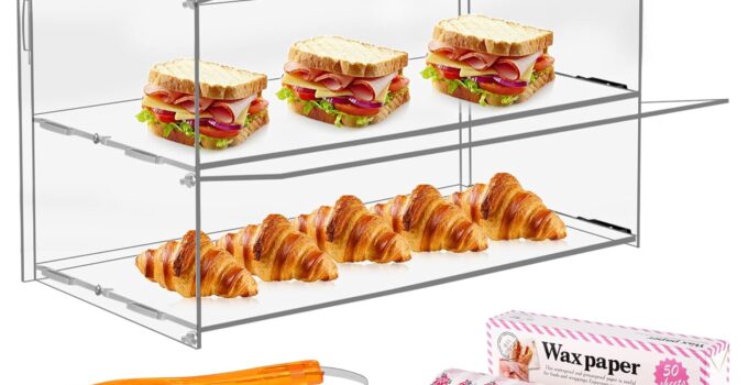 Acrylic Display Case 2 Layer Bakery Pastry Display Case Retail Display Counter Cases Acrylic Display Shelf Donut Cookie Display Cabinet Plastic Case