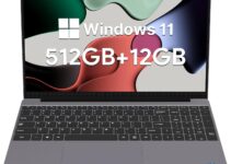 ApoloSign 12GB RAM, 512GB SSD laptop, Expandable 1TB, with Intel N5095 High-Speed Performance laptop computer, and 15.6″ Full HD Display, Dual-Band WiFi, 178° Open Angle, Dual Speakers