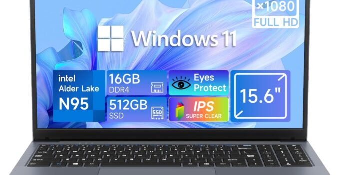 Bmax Laptop 15.6", 16GB DDR4 RAM 512GB SSD, Intel Celeron N95 Quad Core Processor (up to 3.4GHz), Windows 11 Pro 2K FHD IPS Display, Gaming Laptop Thin Traditional Laptop Computers