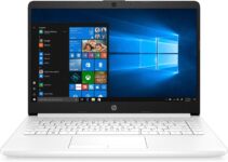 HP 14-inch Laptop 14-DK0012DS AMD A4-9125 Dual-Core, 4GB DDR4 RAM, 64GB eMMC AMD Radeon R3, HDMI, USB Type C, RJ-45, SD Card Reader, Wifi, Bluetooth, Windows 10 Home S Mode, Snowflake White (Renewed)