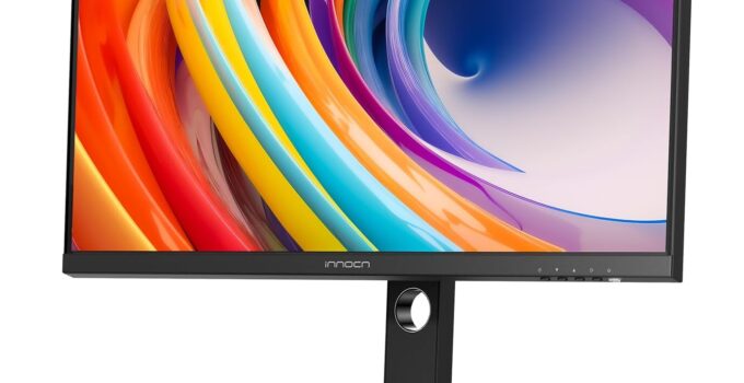 INNOCN 27 Inch 4K Monitor Computer 3840 x 2160 LCD IPS Display USB Type C DP HDMI PC Monitor, 1.07B+ Colors, Built-in Speakers, Space Saving Height Adjustable Stand, Black