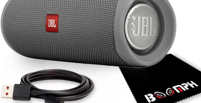 JBL Flip 5: Portable Wireless Bluetooth Speaker, IPX7 Waterproof – Gray – Boomph’s Comprehensive Ultimate Performance Cloth Solution for Your On-The-Go Sound Experience