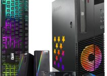 Lenovo Desktop PC Gaming Bundle – Intel Core i7, 16GB RAM, 512GB SSD, AMD RX 550, RGB Speaker, RGB Keyboard Mouse, WiFi, Win 10 Pro (Renewed)