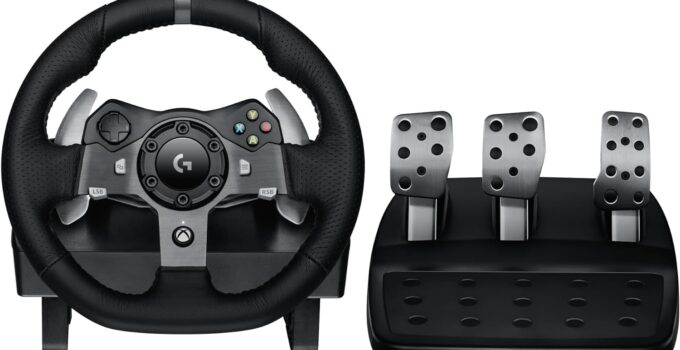 Logitech G920 Driving Force Racing Wheel and Floor Pedals, Real Force Feedback, Stainless Steel Paddle Shifters, Leather Steering Wheel Cover for Xbox Series X|S, Xbox One, PC, Mac – Black