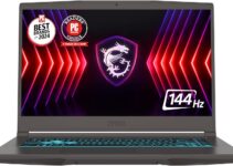 MSI Thin A15 15.6” 144Hz FHD Gaming Laptop: Ryzen 5-7535HS, NVIDIA Geforce RTX 2050, 8GB DDR5, 512GB NVMe SSD, Cooler Boost 5, Win 11: Black B7UCX-218US