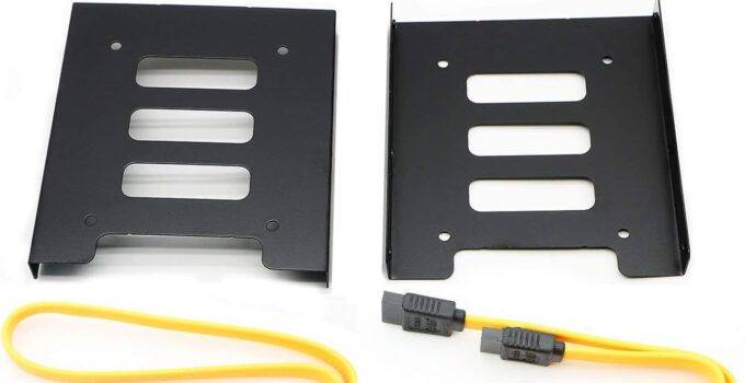 PASOW 2 Pack 2.5″ to 3.5″ SSD HDD Hard Disk Drive Bays Holder Metal Mounting Bracket Adapter for PC (Bracket + Yellow Sata II Cables)