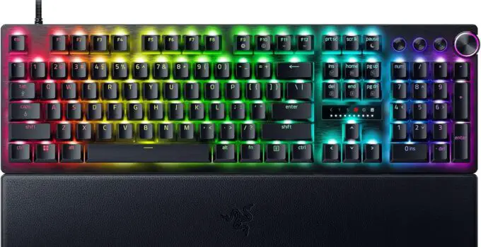 Razer Huntsman V3 Pro Esports Gaming Keyboard: Analog Optical Switches with Rapid Trigger & Adjustable Actuation – Media Keys & Dial – Doubleshot PBT Keycaps – Aluminum Top Plate – Wrist Rest