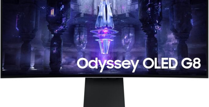 SAMSUNG 34″ Odyssey G85SB Series QD-OLED Ultra WQHD Curved Gaming Monitor, 175Hz, 0.03ms, DisplayHDR True Black 400, AMD FreeSync Premium Pro, Advanced Game Streaming, LS34BG850SNXZA, 2023