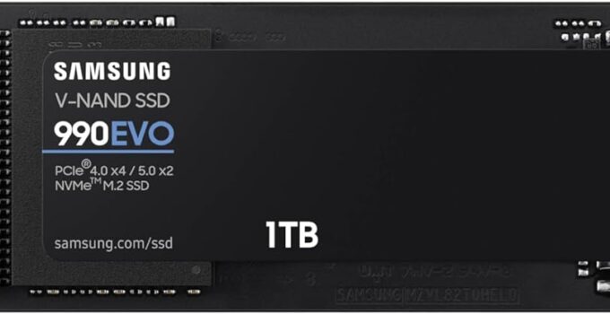 Samsung 990 EVO SSD 1TB, PCIe Gen 4×4, Gen 5×2 M.2 2280 NVMe Internal Solid State Drive, Speeds Up to 5,000MB/s, Upgrade Storage for PC Computer, Laptop, MZ-V9E1T0B/AM, Black