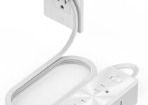 Surge Protector Power Strip, TESSAN Ultra Thin Flat Plug 5 ft with 6 AC Outlets 4 USB (1 USB C) Ports, Extension Cord with Multiple Outlets Protection for Home, Office, Dorm Room, White