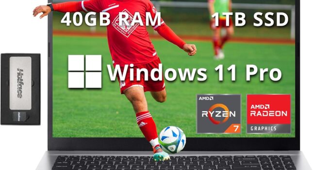 acer 15.6″ FHD Premium Laptop for Business&Students, AMD Ryzen 7 5700U (Beats Intel i7-1165G7), 40GB RAM, 1.16TB Storage(1TB SSD+160GB Docking Station Set),Numpad,Webcam, WiFi 6, Win 11 Pro, Silver