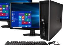 HP Elite Business Desktop Computer Tower PC (Intel Ci5-2400, 8GB Ram, 1TB HDD, Wireless WiFi, DVD-ROM, Keyboard Mouse) 24inch Dual LCD Monitor Brands Vary, Windows 10 (Renewed)