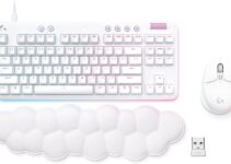 Logitech G713 Wired Mechanical Gaming Keyboard Clicky + G705 Wireless Gaming Mouse Bundle – White Mist